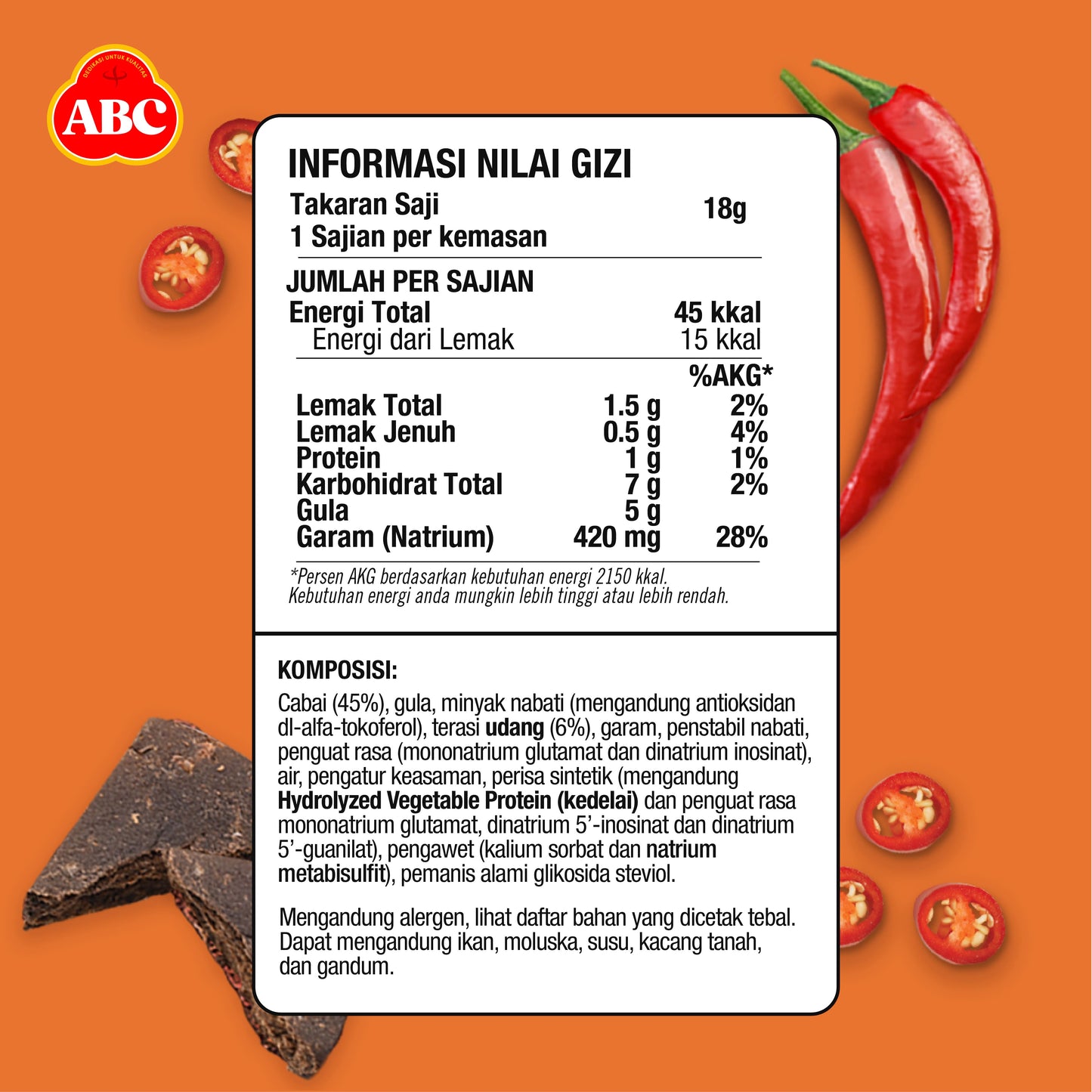 ABC Sambal Nusantara Terasi 10 x 18 g