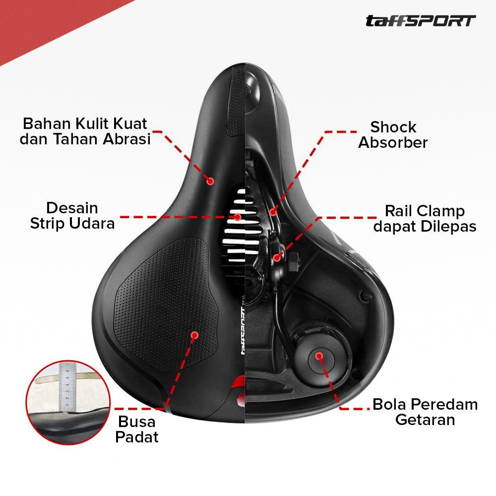TaffSPORT Sadel Sepeda Bike Saddle Leather Model Shock Absorber Ball - ZF10