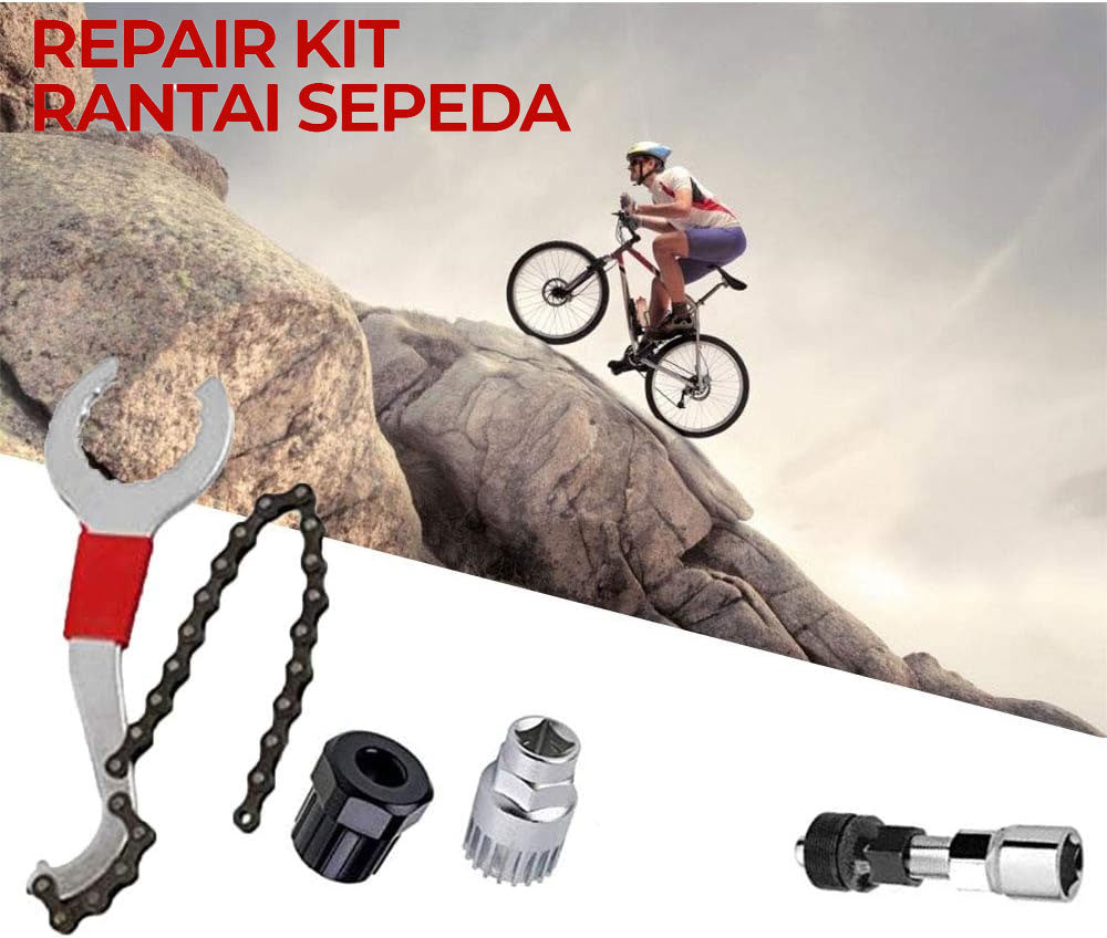 TaffSPORT Set Repair Kit Rantai Sepeda Kunci Crank and Sprocket - BT2919