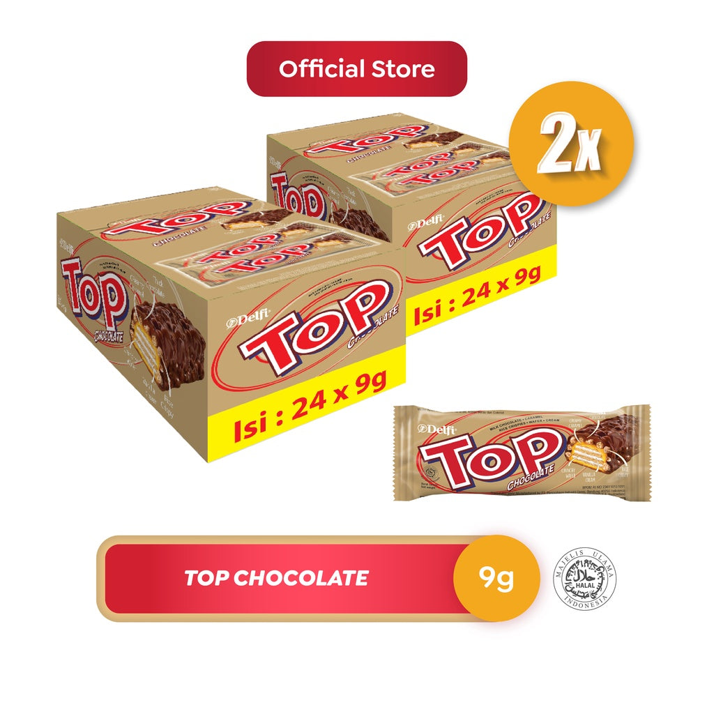Delfi Top Wafer Cokelat 24 x 9gr x 2