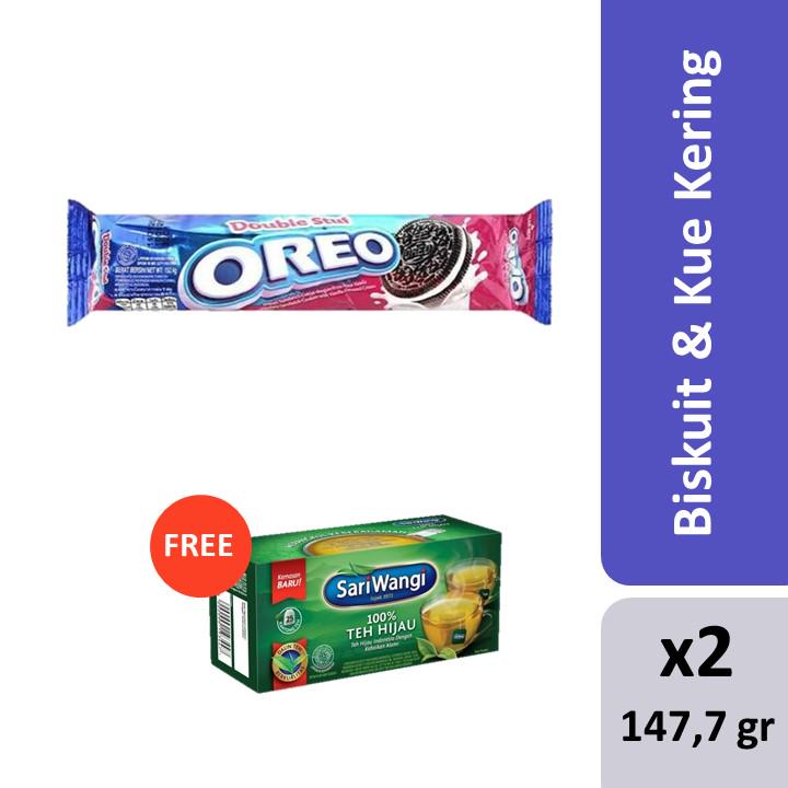 [B2G1] 2pcs Oreo Double Stuff Biskuit 119gr + GRATIS Sariwangi Teh Hijau Celup