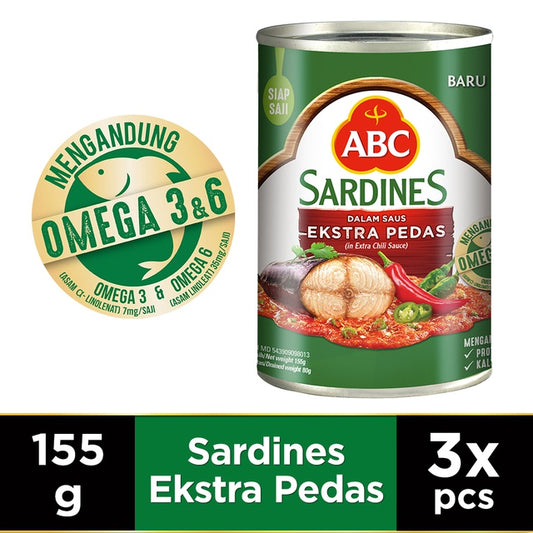ABC Sarden Saus Extra Pedas Multi Pack 3 x 155 gr