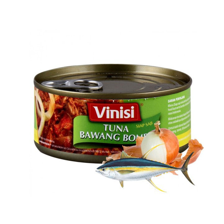 Vinisi Makanan Kaleng Tuna Saus Bawang Bombay 140 gr