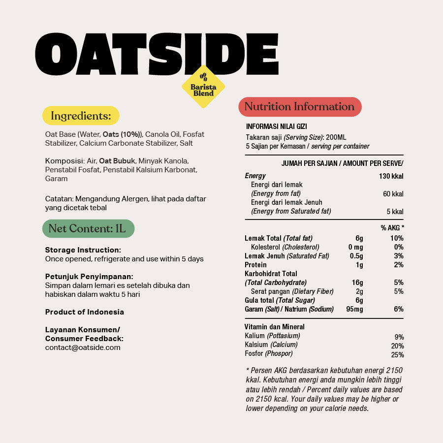 OATSIDE Oat Milk Barista Blend 1L x 4 pcs