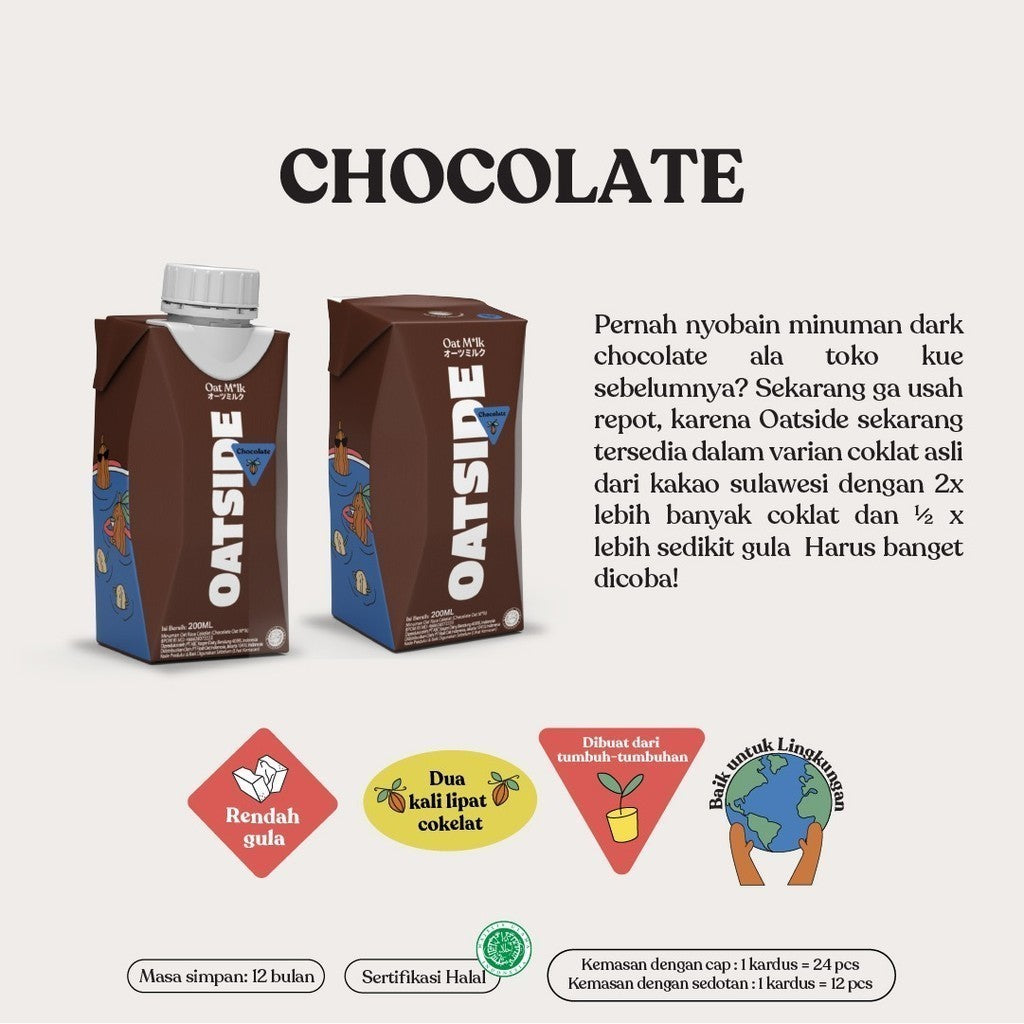 OATSIDE Oat Milk Chocolate Straw (Kemasan dengan Sedotan) 200ml x 3 pcs