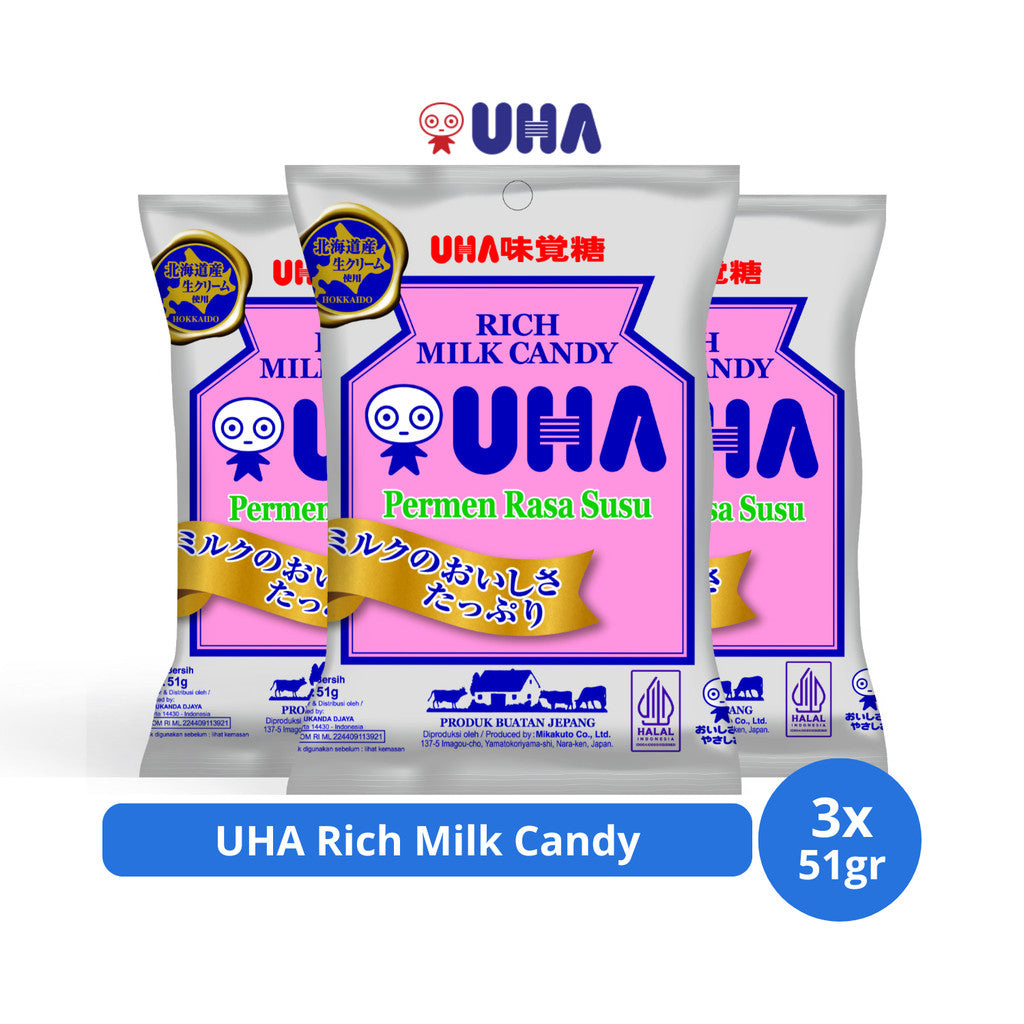 UHA Rich Milk Candy 51gr x 3 pcs