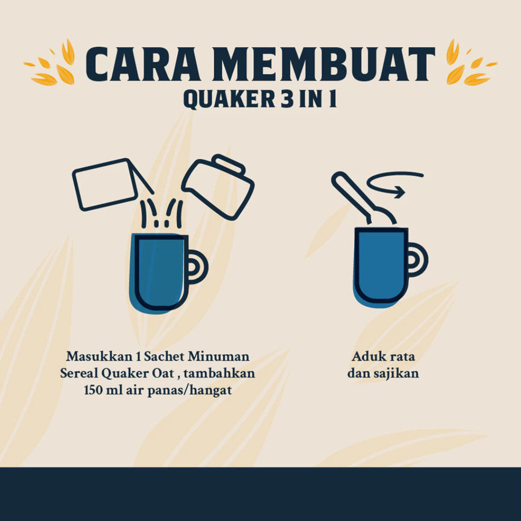 Quaker 3in1 Chocolate Polybag 224g Minuman Sereal Oats (Isi 8 sachet) x3