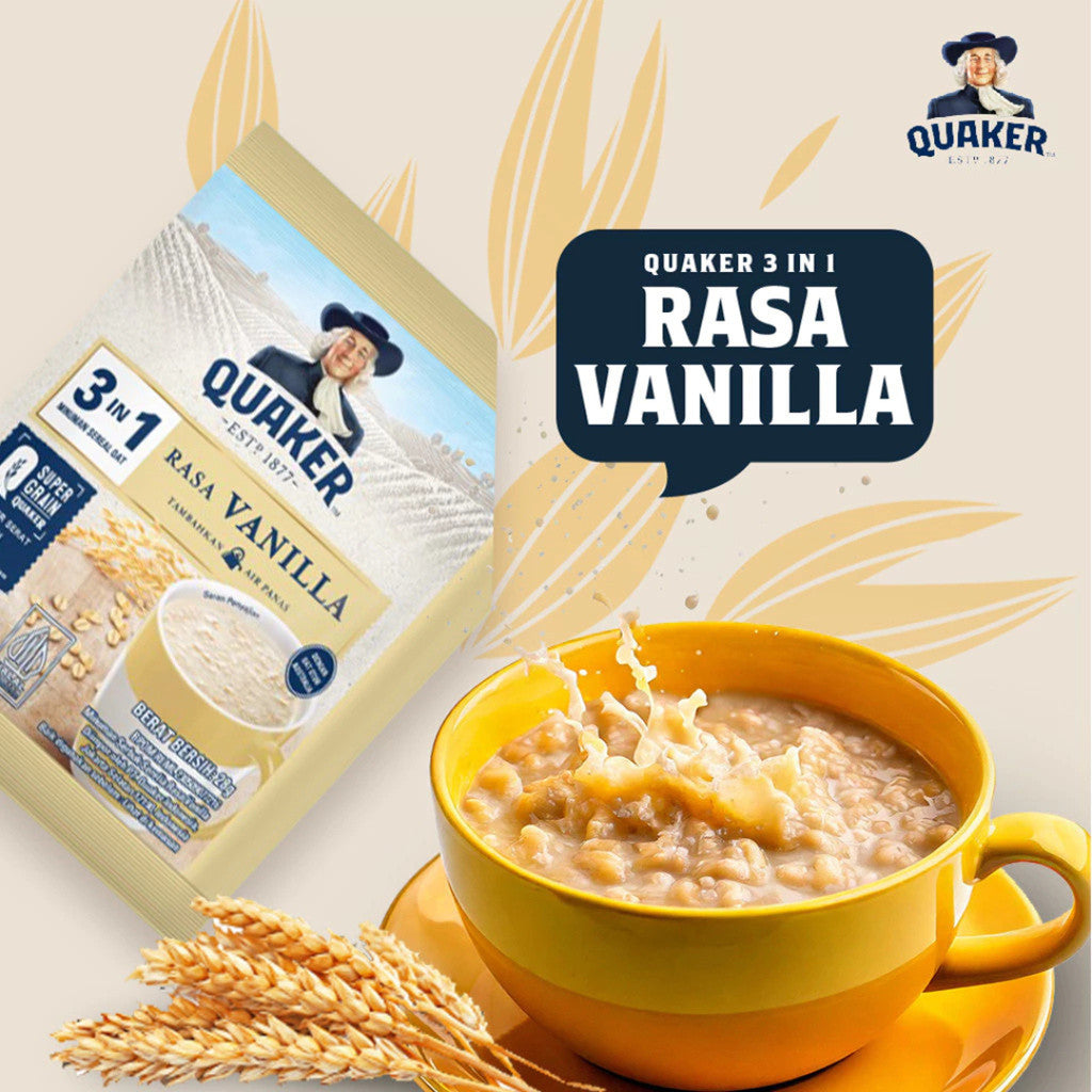 Quaker 3in1 Vanilla Minuman Sereal Oat 224gr (24gr x 8 sachet) x2