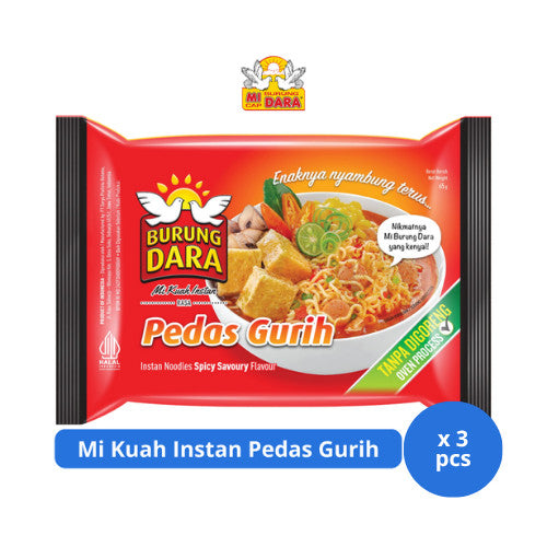 Burung Dara Mi Kuah Instan Pedas Gurih 65gr x 3 pcs