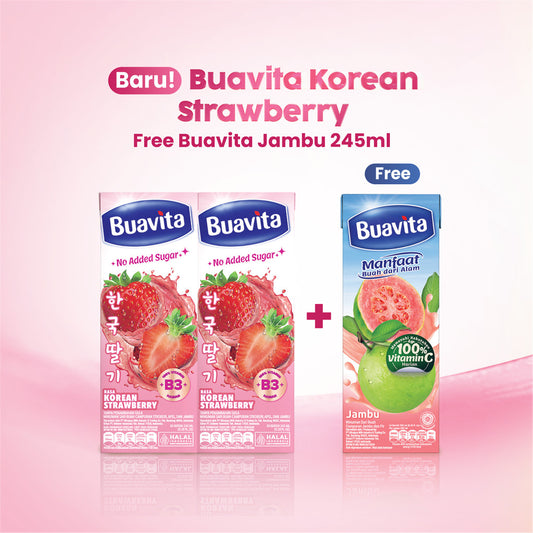 Buavita Korean Range Strawberry x2, Get 1 pcs Buavita Guava 245 ml