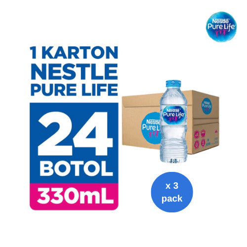 Air Mineral Nestle Pure Life 330ml x 24 pcs x 3 pack