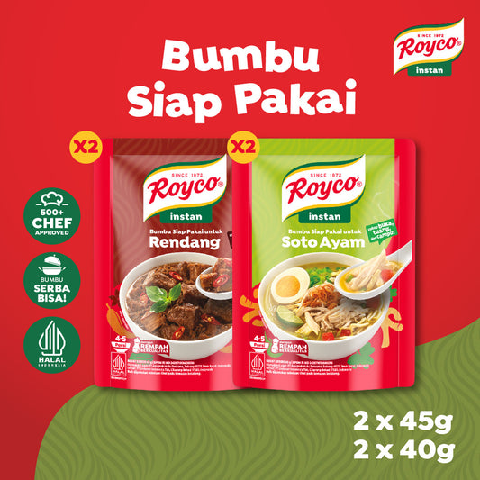 ROYCO BUMBU SIAP PAKAI RENDANG 2X45 G + ROYCO BUMBU SIAP PAKAI SOTO 2X40 G