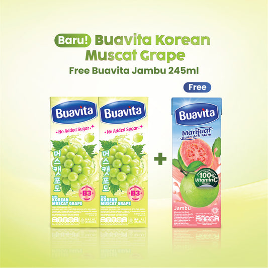 Buavita Korean Range Muscat Grape x2, Get 1 pcs Buavita Guava 245 ml
