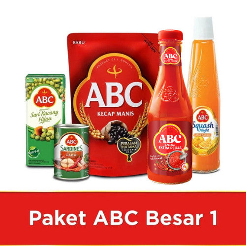 ABC Kecap Manis + Sambal Extra Pedas + Sirup Squash Delight + Sari Kacang Hijau + Sarden Saus Cabai