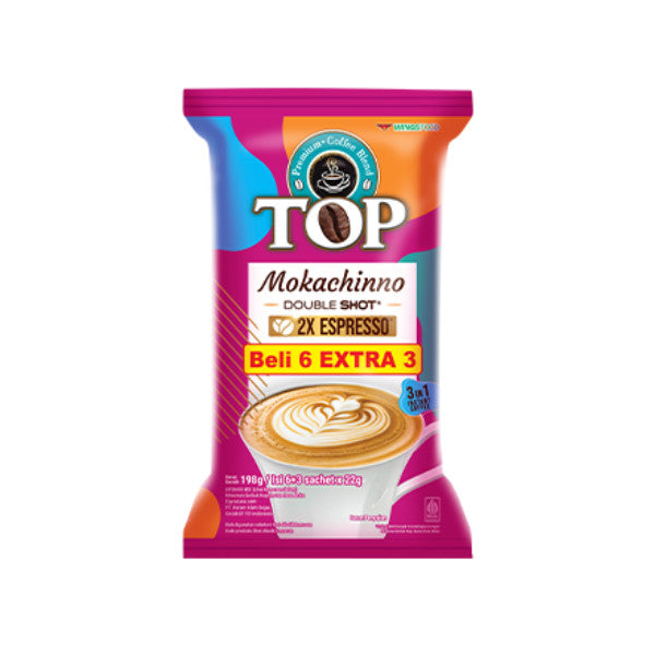 Top Coffee Kopi Mokachinno Double Shot Instan Pack 22 gr isi 6 + 3 pcs (3 pack)