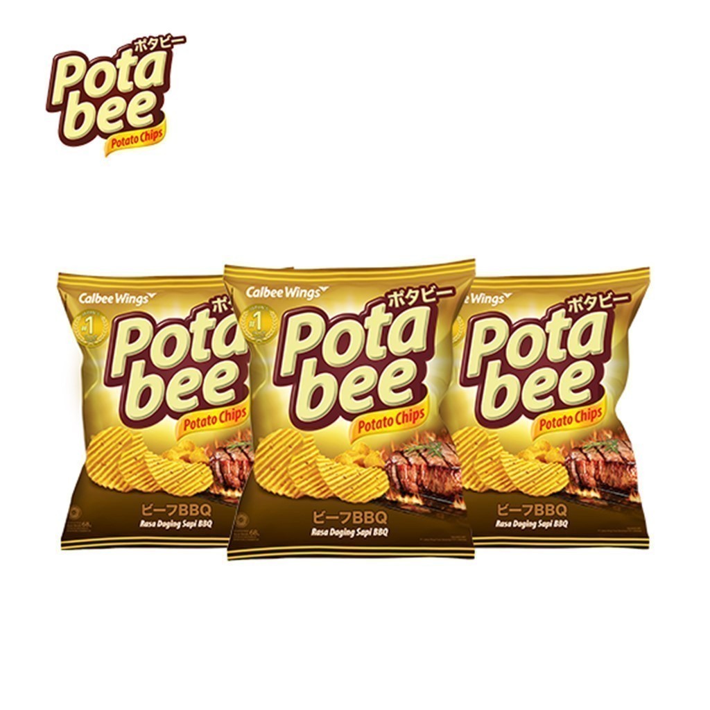 Potabee Keripik Kentang BBQ Beef 65 gr x3