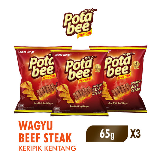 Potabee Keripik Kentang Rasa Wagyu Beef Steak 65 gr x3