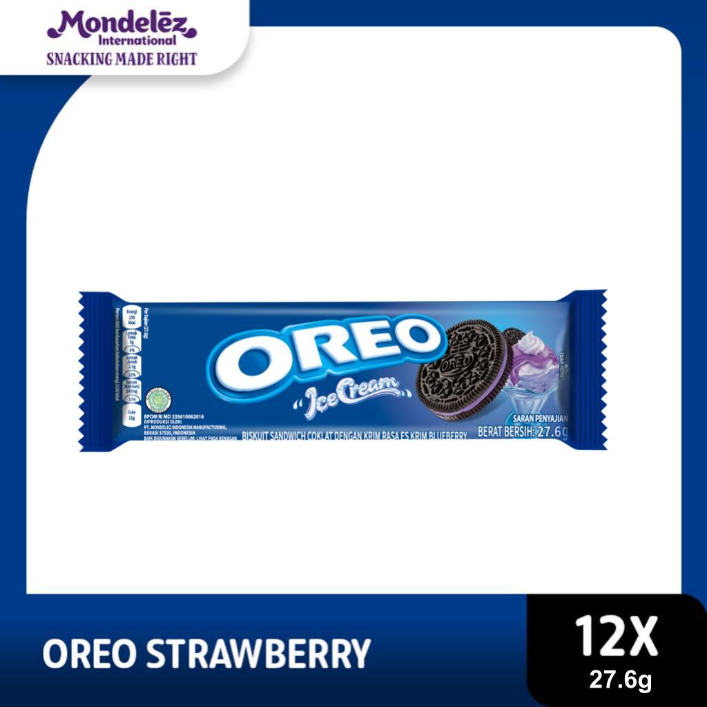Oreo Biskuit krim Blueberry 27.6g x12 cemilan favorit keluarga