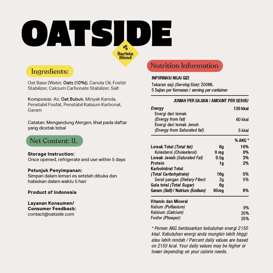 OATSIDE Oat Milk Barista Blend 1L