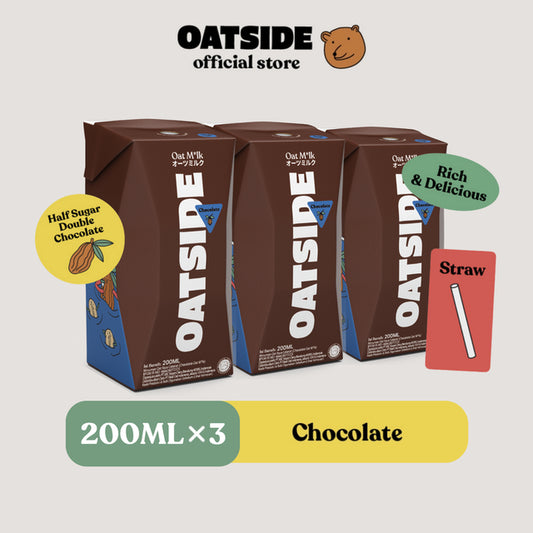OATSIDE Oat Milk Chocolate Straw (Kemasan dengan Sedotan) 200ml x 3 pcs