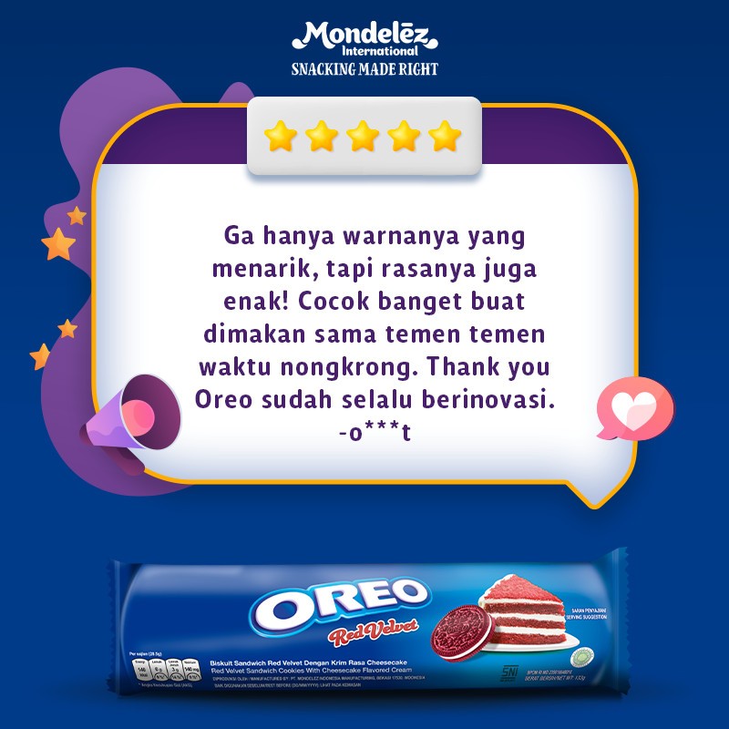 Oreo Red Velvet 119.1gr - Twin Pack - Biskuat Cemilan Manis Anak dan Keluarga
