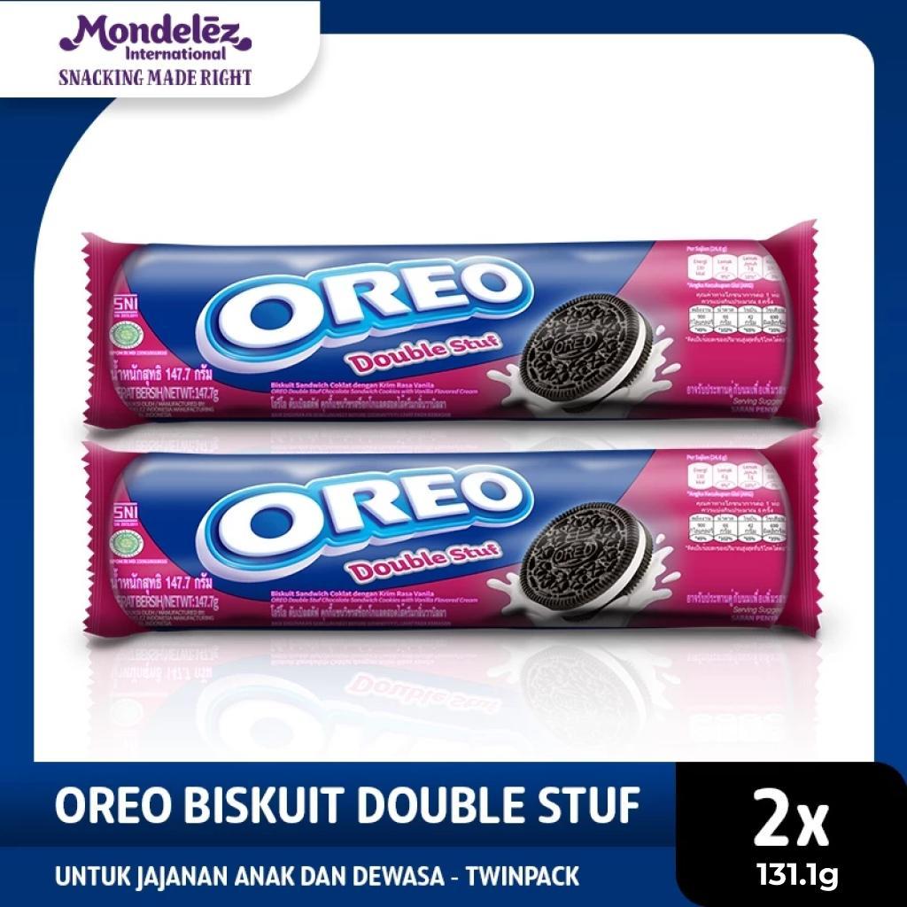 Oreo Double Stuf Biskuit Coklat Krim Vanilla 2 x 131.1 gr