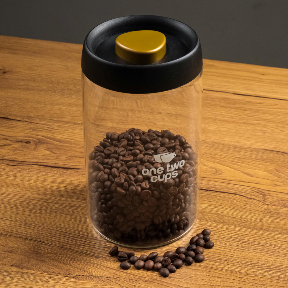 One Two Cups Toples Kaca Penyimpanan Biji Kopi Vacuum Sealed Lid 1.2L - SE41
