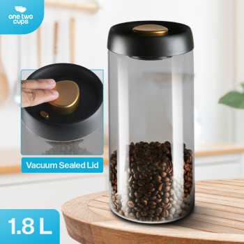 One Two Cups Toples Kaca Penyimpanan Biji Kopi Vacuum Sealed Lid 1.2L - SE41
