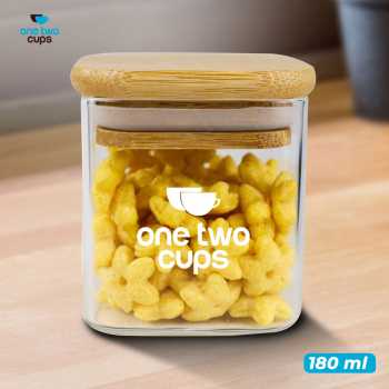 One Two Cups Toples Kaca Penyimpanan Makanan Kedap Udara Storage Jar 1L-10x10x12cm - HC1019