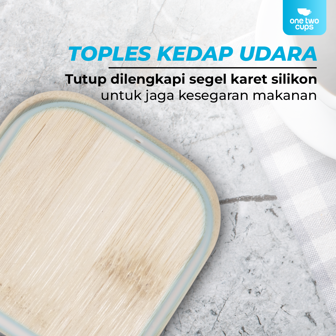 One Two Cups Toples Kaca Penyimpanan Makanan Kedap Udara Storage Jar 400ml - HC1019