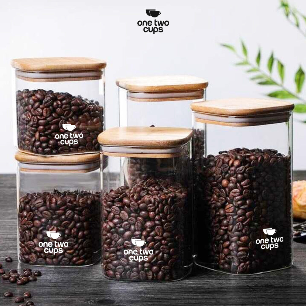 One Two Cups Toples Kaca Penyimpanan Makanan Kedap Udara Storage Jar 1L-10x10x12cm - HC1019