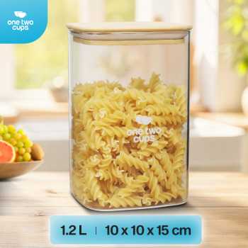 One Two Cups Toples Kaca Penyimpanan Makanan Kedap Udara Storage Jar 400ml - HC1019