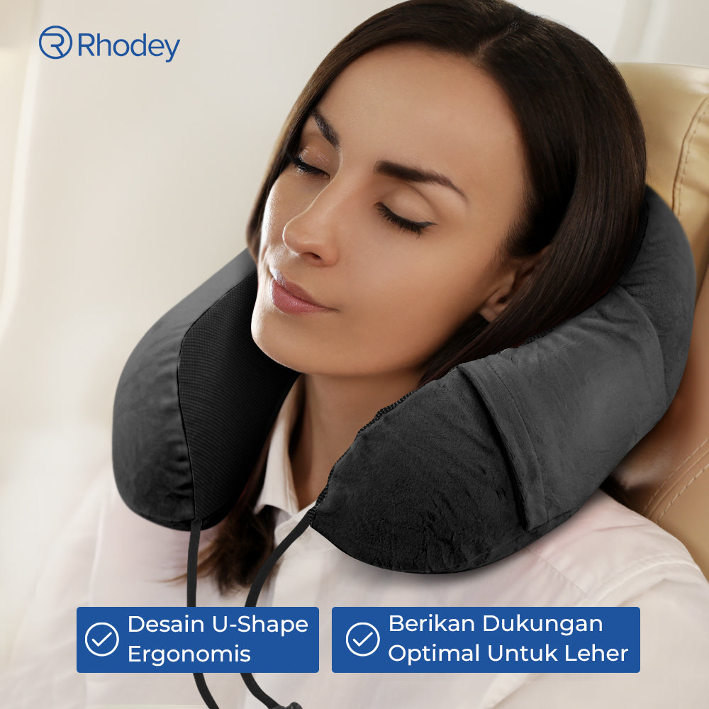 Rhodey Bantal Leher Travel Memory Foam U-Shaped Neck Pillow - SER43