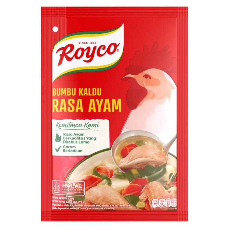 Royco Bumbu Kaldu Penyedap Rasa Ayam Beryodium 220g (Isi 12)