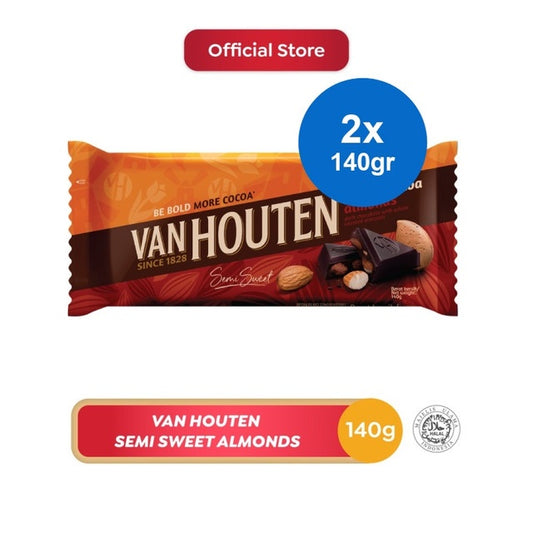 Van Houten Cokelat Dark 52% Cocoa Almond 140gr x 2