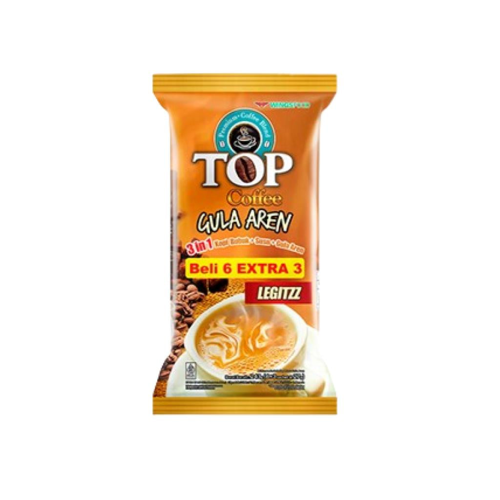 TOP Kopi Susu Gula Aren Tubruk 3in1 27gr Pack Isi 6+3 (5 pack)