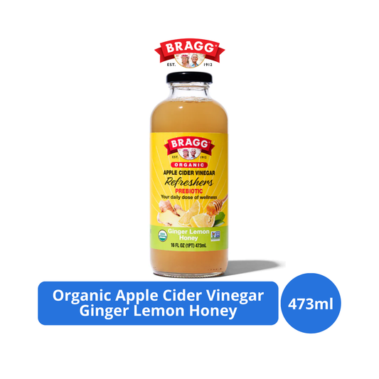 Bragg Organic Apple Cider Vinegar Refreshers Prebiotic Ginger Lemon Honey 473ml (16oz)