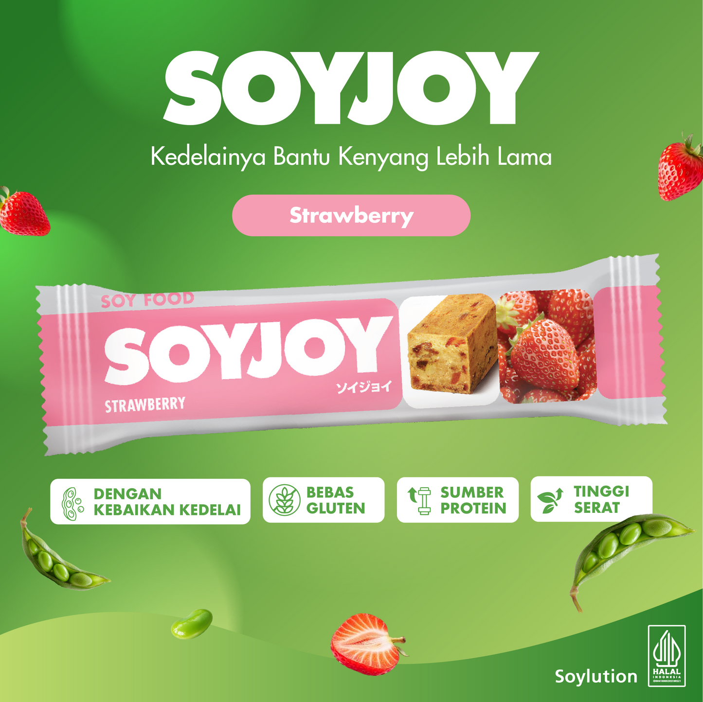 SOYJOY Snack Bar Kedelai Strawberry 30gr - Single