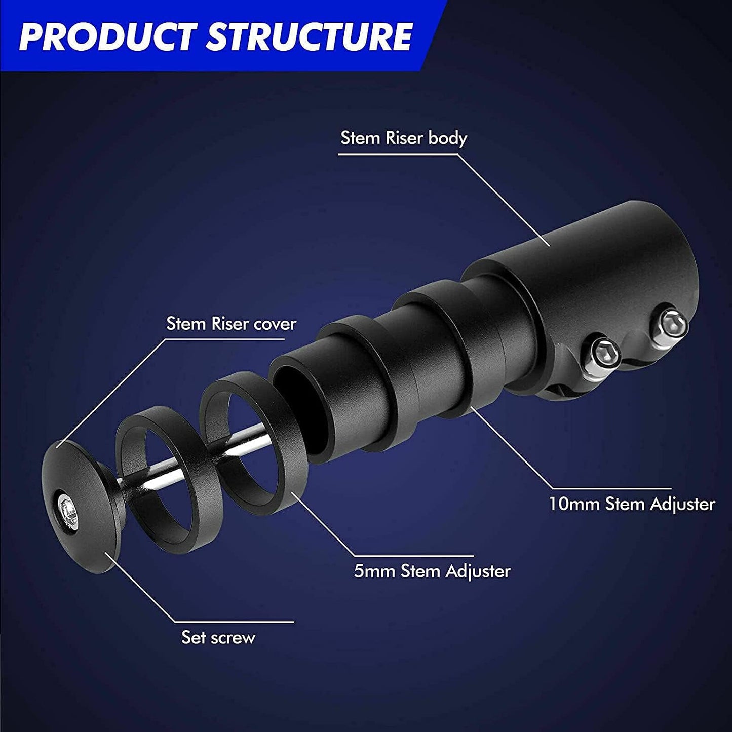 TaffSPORT Peninggi Setang Sepeda Fork Extender Aluminium Alloy 121mm - SD53