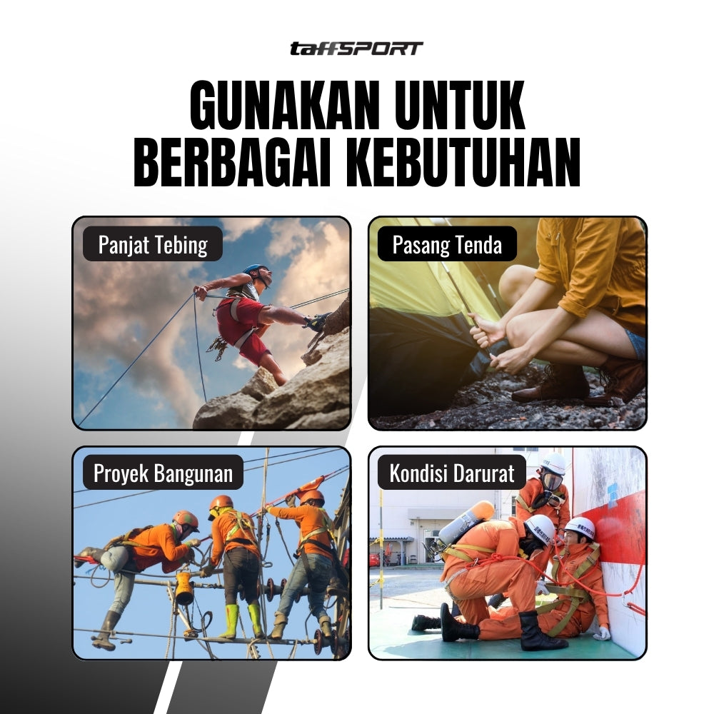 TaffSPORT Tali Paracord Panjat Tebing Climbing Rope 10mm Steel Buckle 20M - P4