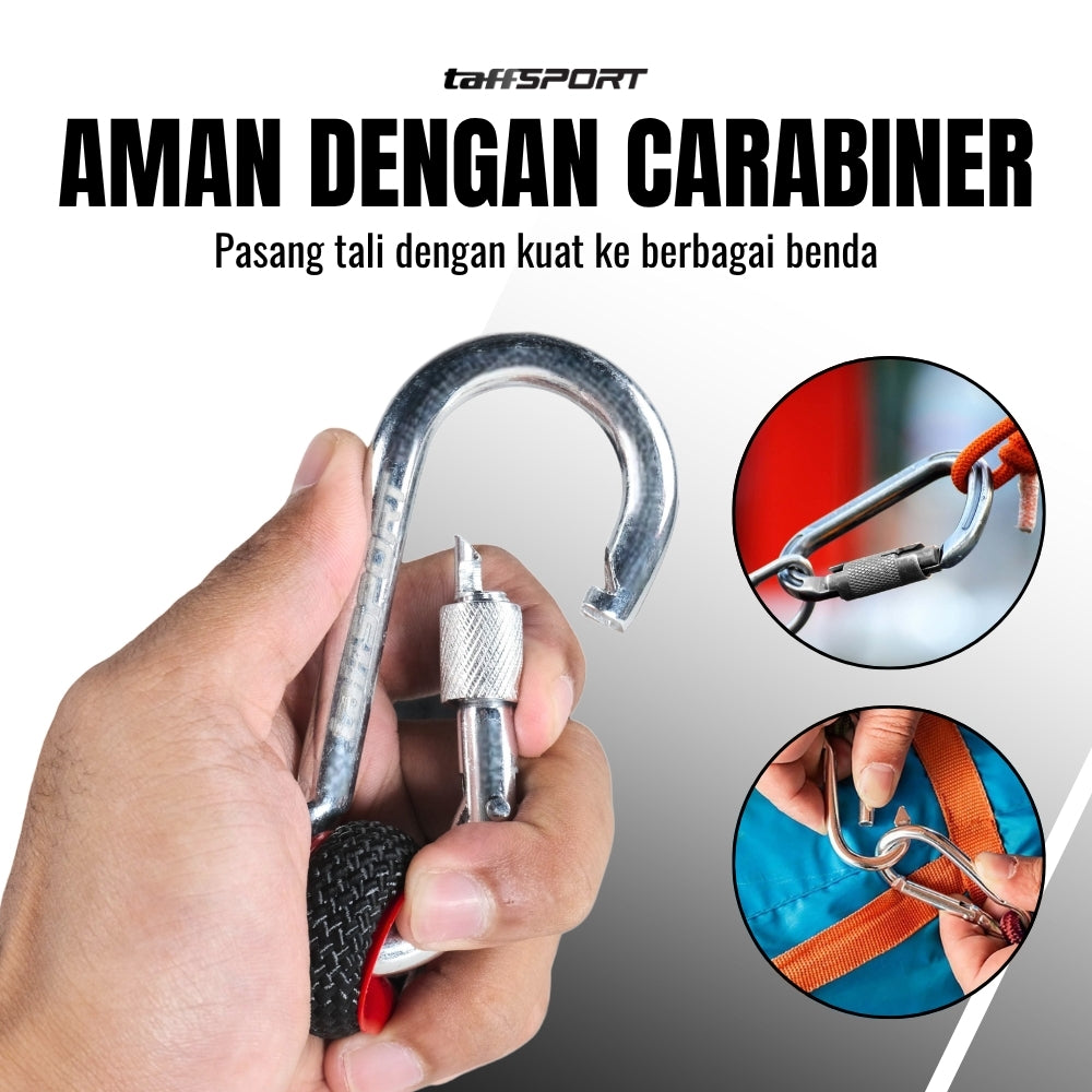 TaffSPORT Tali Paracord Panjat Tebing Climbing Rope 10mm Steel Buckle 20M - P4