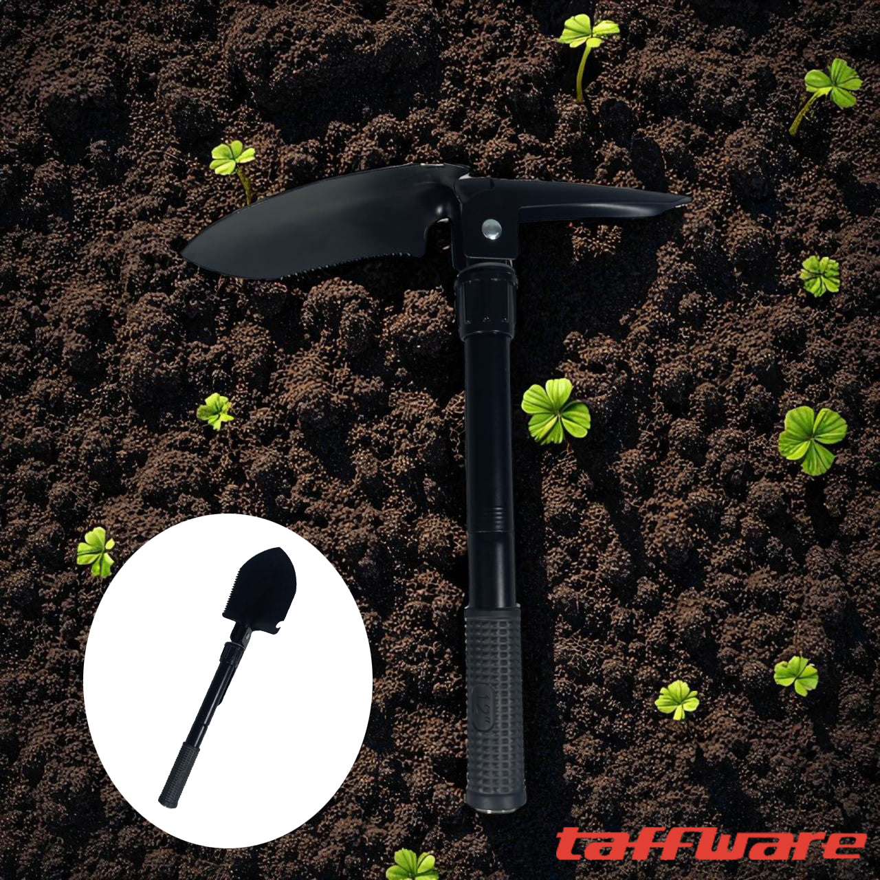 Taffware Sekop Lipat Camping Pacul Portable Kompas Survival 41.5cm - T-3